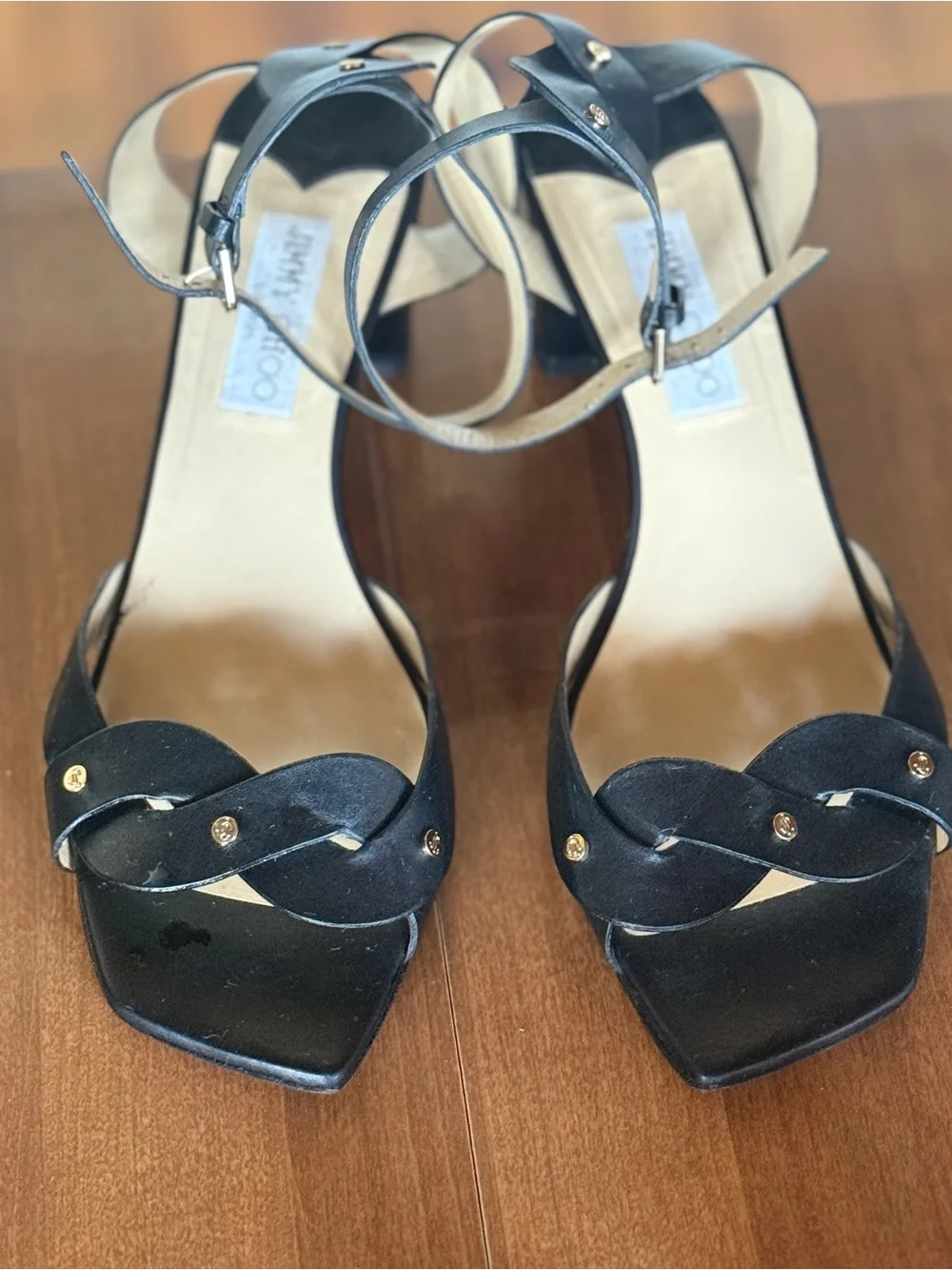 Jimmy Choo Heloise Black Leather Platform Sandals — Size 41.5 (US 10.5)